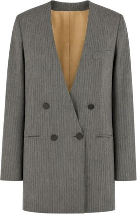 Alberta Ferretti Gilet doppiopetto oversize - Dames - Blazers - Grijs - S - Organza - Jassen