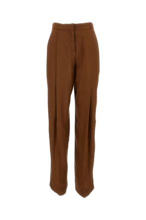 Elisabetta Franchi Tailored Brown Linen-Blend Trousers