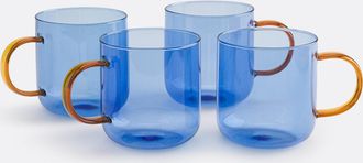 La Redoute Interieurs Set van 4 glazen mokken met gekleurde handvatten, Oryn