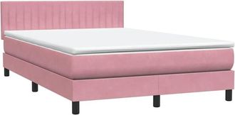 vidaXL Cama Box Spring Con Colch&oacute;n Terciopelo Rosa 140x220 Cm Vidaxl