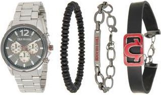 True Religion Chronograph Bracelet Watch, 38mm & Assorted Bracelets Set in Silver at Nordstrom Rack