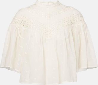 Nili Lotan Top Mikki in voile di cotone con ricamo