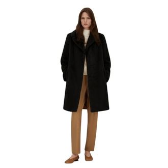Herno Soft Alternative Fur Coat - female - Herno - Single-Breasted Coats - Black - S - Coats