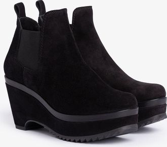 Pedro Garcia Chelsea wedge bootie in black suede |Faustine | Essentials | PEDRO GARCIA