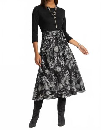 Johnny Was Womens Mixed Media Wrap Tie Dress In Black