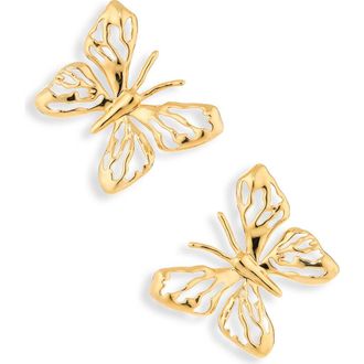 Oscar De La Renta Openwork Butterfly Earrings in Gold at Nordstrom
