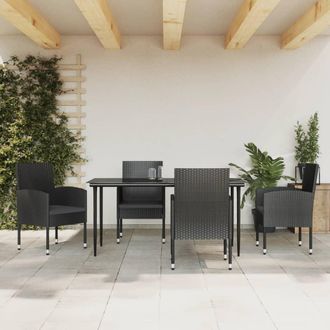 vidaXL Vidaxl - Juego De Comedor De Jard&iacute;n 5 Pzas Rat&aacute;n Sint&eacute;tico Y Acero Negro