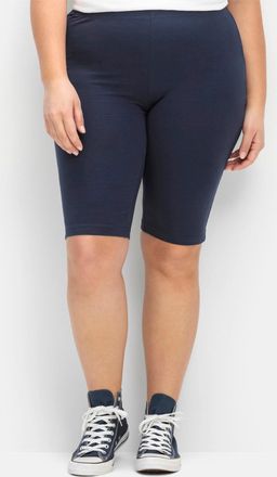 Sheego Wirkhose SHEEGO, Damen, Gr. 40, Normalgr&ouml;ssen, blau (marine), 95% Baumwolle, 5% Elasthan, unifarben, Hosen Wirkhose