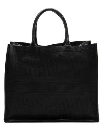 Dior Black Embossed Calfskin Oblique Large Book Tote (Authentic Pre-Loved)