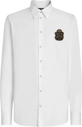 Dolce & Gabbana crest-appliqu&eacute; shirt - men - Cotton - 44 - White