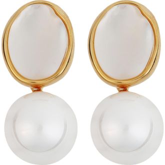 Panacea Faux Pearl & Freshwater Pearl Drop Earrings in White at Nordstrom
