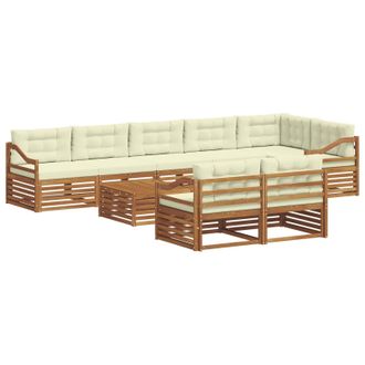 vidaXL Conjunto De Sof&aacute;s De Exterior Con Coj&iacute;n 9 Pcs Natural Y Crema Vidaxl
