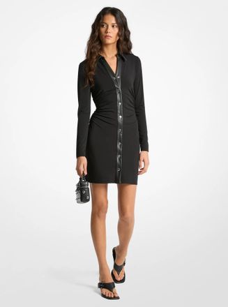 Michael Kors Ruched Stretch Matte Jersey Snap Mini Dress
