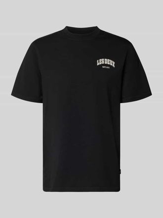 Les Deux T-Shirt mit Label-Print Modell Brady whop in Black, Gr&ouml;&szlig;e XXL