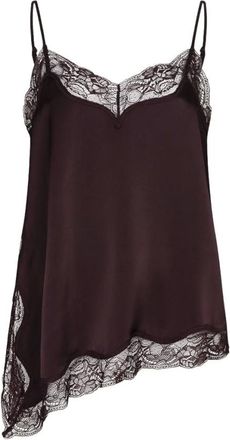 Dante6 Dawna Satin Kant Camisole - Dames - Tops - Bruin - Maat: XS Satijn