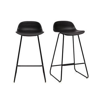 Miliboo Miliboo - Taburetes De Bar Negro Y Pie Negro A65 Cm (lote De 2) Ella