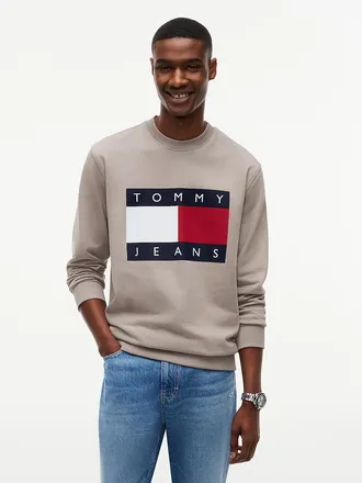 Tommy Hilfiger Mens Tommy Jeans Big Flag Logo Sweatshirt - Limestone Dust - XXL