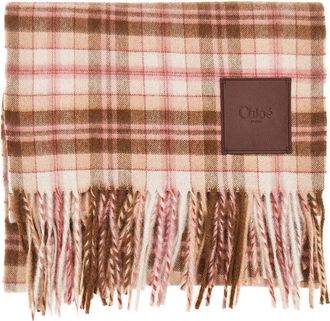 Chlo&eacute; Check cashmere scarf Woman One Size