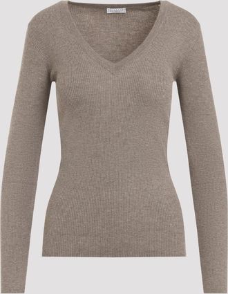 Brunello Cucinelli Brunello Cucinelli Ribbed V Neck Sweater