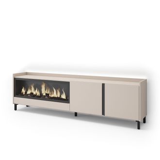 Skraut Home Skraut Home - Mueble Tv, Televisi&oacute;n, Muebles De Sal&oacute;n, Almacenaje, 212x35x61cm, Para Tv Hasta 80, Chimenea El&eacute;ctrica Xxl, Dise&ntilde;o Industrial, Led, Esti