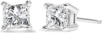 House of Brilliance AGS Certified 14K White Gold 2/5 Cttw Princess Cut Diamond Solitaire Stud Earring at Nordstrom