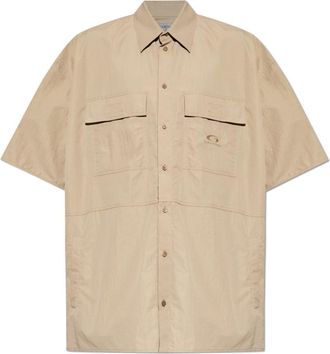 Balenciaga Oversized Overhemd met Zakken - Heren - Korte mouwen Overhemden - Beige - M - Overhemden