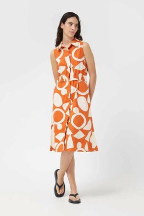 Compa&ntilde;&iacute;afant&aacute;stica Geometric Midi Dress In Orange