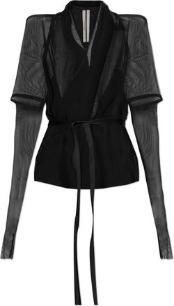 Rick Owens Transparante Turtleneck Blazer - Dames - Blazers - Zwart - M - Leer - Jassen