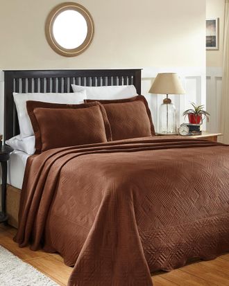Superior Cotton Geometric Fret Matelasse Bedspread Set