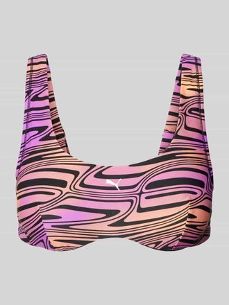 Puma Bustier-Bikini-Oberteil mit Logo-Print in Pink, Gr&ouml;&szlig;e M