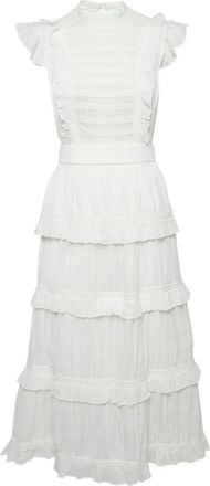 Sir. Abito midi Aurelie con balze - Bianco