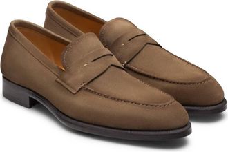Magnanni Mens Garner Roccia Penny Loafer In Taupe Suede