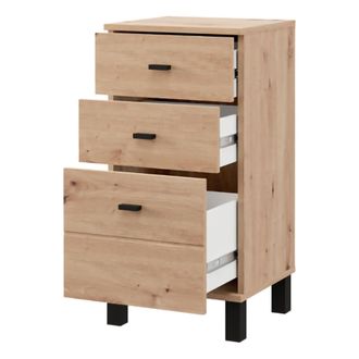 Dmora Credenza Vilcab, Alacena Un Estante, 3 Cajones, Apertura Corredera, 39x35x78h Cm Marr&oacute;n Roble Nudos