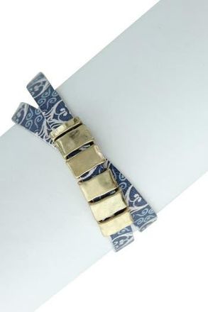 Olivia Welles Jada Printed Wrap Metal Charm Bracelet in Burnished Gold /Blue at Nordstrom Rack