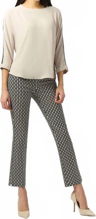 Joseph Ribkoff Geometric Print Straight Leg Pull-On Pants In Black/moonstone