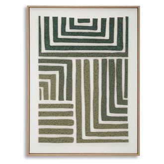 Dmora Pintura Bamesola, Efecto Relieve Y Textura Material, Estructura Pl&aacute;stica Y Madera, 60x80h Cm Verde