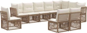 vidaXL Conjunto De Sof&aacute;s De Jard&iacute;n 10 Uds. Beige Rat&aacute;n Sint&eacute;tico Vidaxl