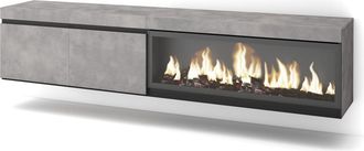 Skraut Home Skraut Home - Mueble Tv, Televisi&oacute;n, Muebles De Sal&oacute;n, Almacenaje, 210, Para Tv Hasta 80, Chimenea El&eacute;ctrica Xxl, Colgado, Suspendido, Estilo Moderno,