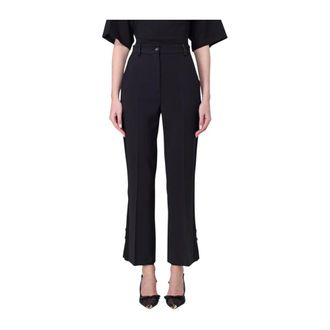 Elisabetta Franchi Wide Trousers, female, Black, Size: L Cropped Trousers