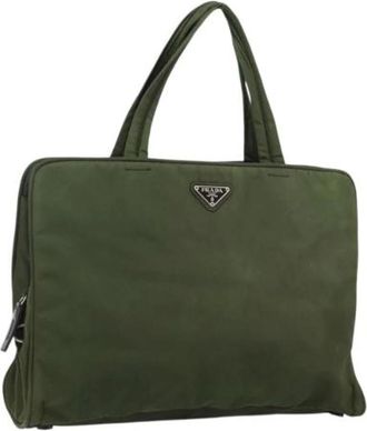 Prada Pre-owned Handbags, female, Green, Size: ONE SIZE Pre-owned Vintage Nylon Handbag