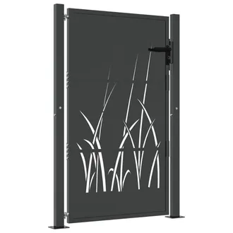 Berkfield Home Garden Gate Anthracite 105x130 cm Steel Grass Design