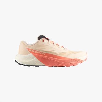 Salomon Womens Pulsar Trail Running Shoe In Tender Peach/vanilla Ice/fusion Coral