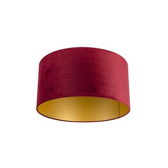 QAZQA Algod&oacute;n Pantalla De L&aacute;mpara De Terciopelo Roja 50/50/25 Con Interior Dorado, - Qazqa