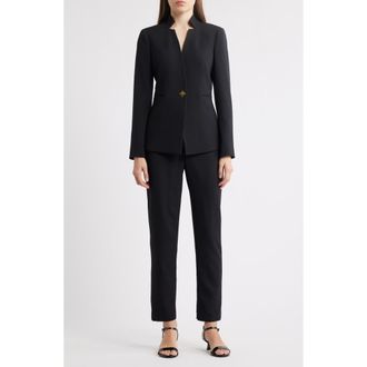 Tahari by ASL Notch Neck Long Sleeve Jumpsuit in Black at Nordstrom, Size 10