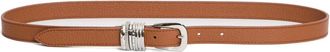 Orciani Leren Riem met Ovale Zilveren Gesp - Dames - Riemen - Bruin - 80 CM - Leer - Accessoires