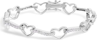 House of Brilliance 10K White Gold 2.0 Cttw Diamond Heart Link Bracelet