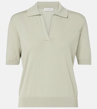Altuzarra Clay cropped cotton and silk polo shirt