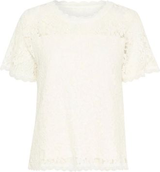 Cream Kanten Blouse Sneeuwwit Vrouwelijke Stijl - Dames - Blouses - Wit - S - Overhemden
