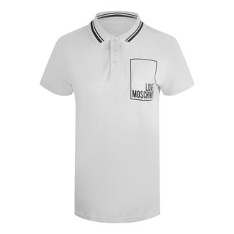 Moschino Womens Love Small Box Logo White Polo Shirt Cotton - Size X-Large