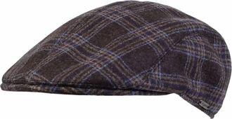 Wigens Mens Ivy Modern Flannel Check Wool And Silk Cap In Brown